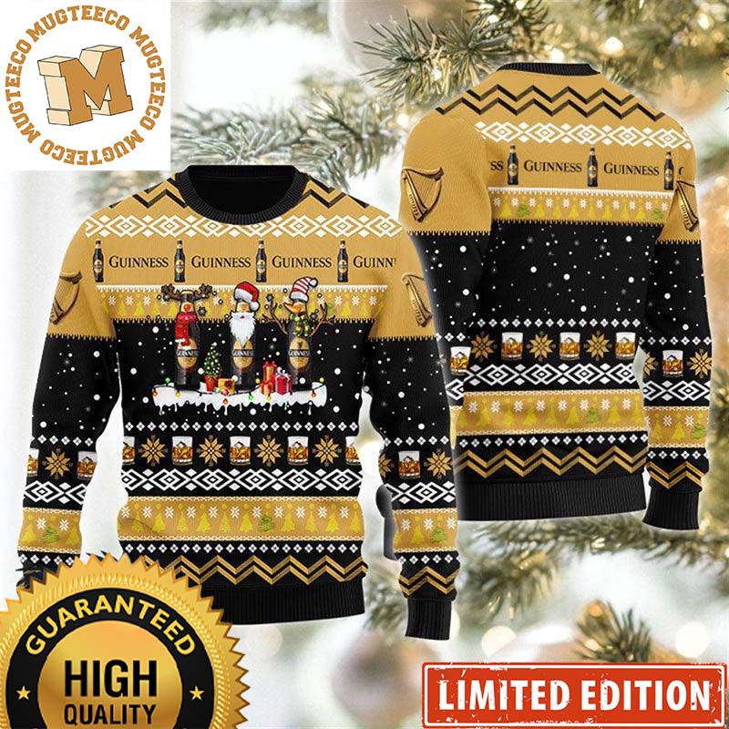 Guinness Beer Santa Reindeer And Snow Man Costume Snowflake Knitting Xmas Ugly Sweater Guinness Beer Santa Reindeer And Snow Man Costume Snowflake Knitting Xmas Ugly Sweater