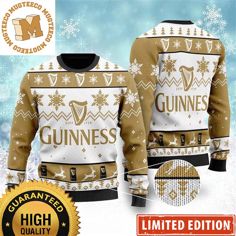 Guinness ESTD 1759 Big Logo Classic Beer Colorway Snowflakes Knitting Christmas Ugly Sweater Guinness ESTD 1759 Big Logo Classic Beer Colorway Snowflakes Knitting Christmas Ugly Sweater