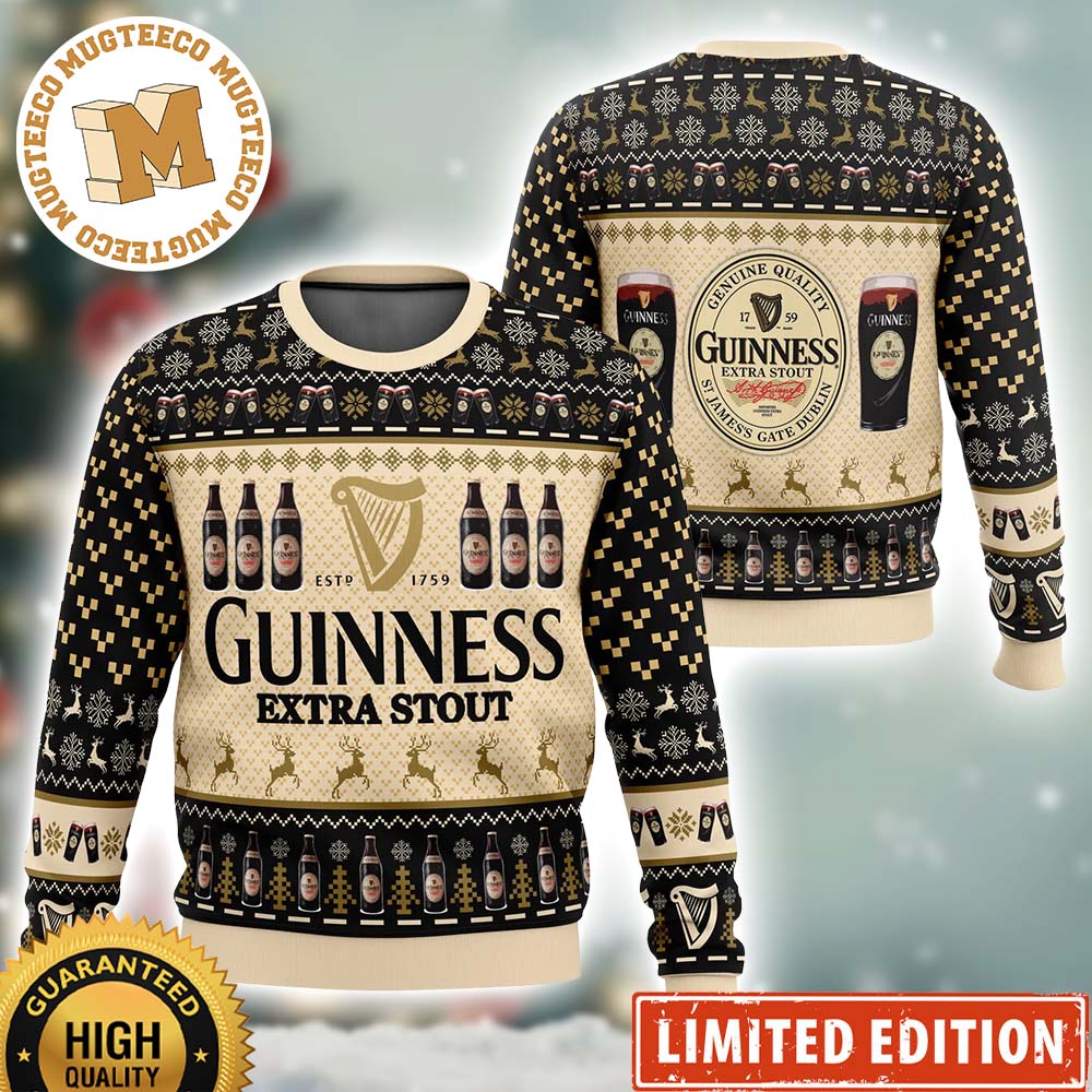 Guinness Extra Stout Est 1759 Personalized Custom Name 2023 Xmas Holiday Ugly Christmas Sweater Guinness Extra Stout Est 1759 Personalized Custom Name 2023 Xmas Holiday Ugly Christmas Sweater