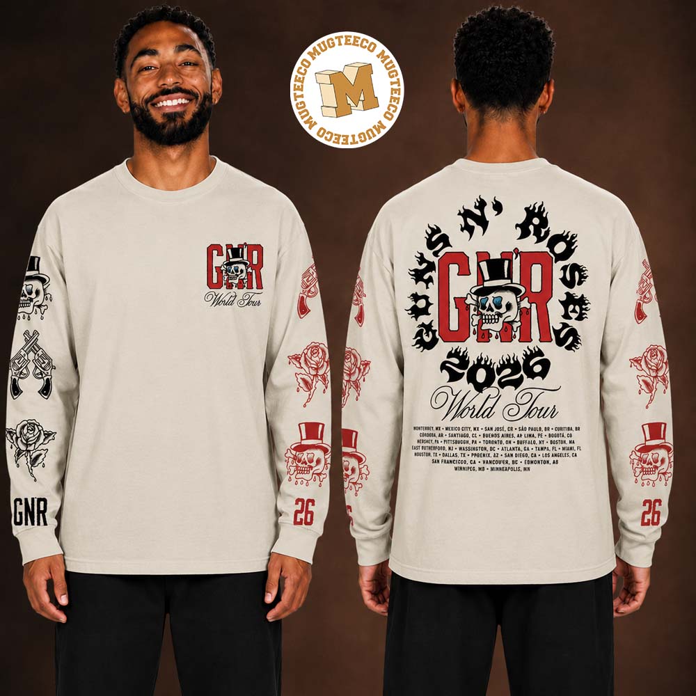 Gun N Roses World Tour 2026 Natural Two Sided Print Unisex Long Sleeve Gun N Roses World Tour 2026 Natural Two Sided Print Unisex Long Sleeve