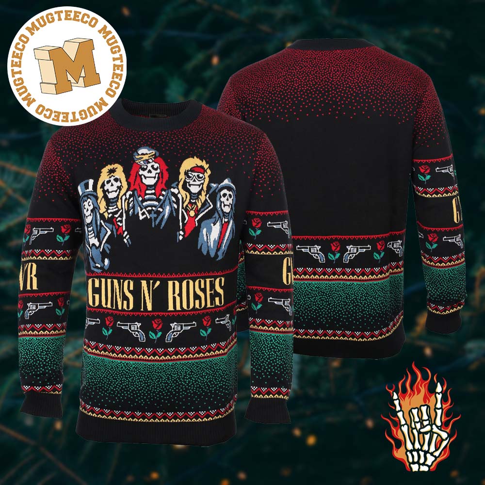 Guns N Roses Holiday 19 Bravado Band Members Classic Ugly Christmas Sweater Guns N Roses Holiday 19 Bravado Band Members Classic Ugly Christmas Sweater