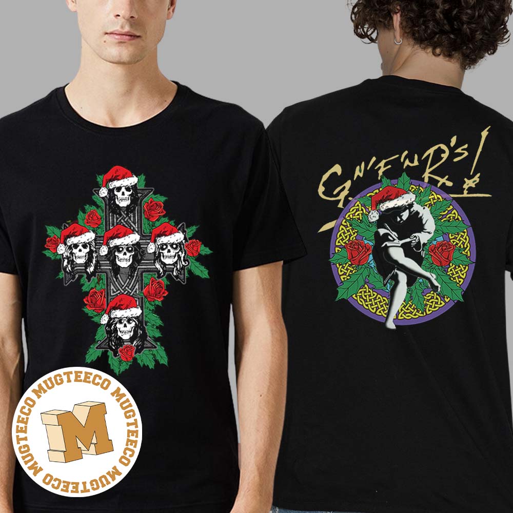 Guns N Roses Holiday Christmas 2023 Santa Logo Two Sides Print Unisex T-Shirt Guns N Roses Holiday Christmas 2023 Santa Logo Two Sides Print Unisex T-Shirt