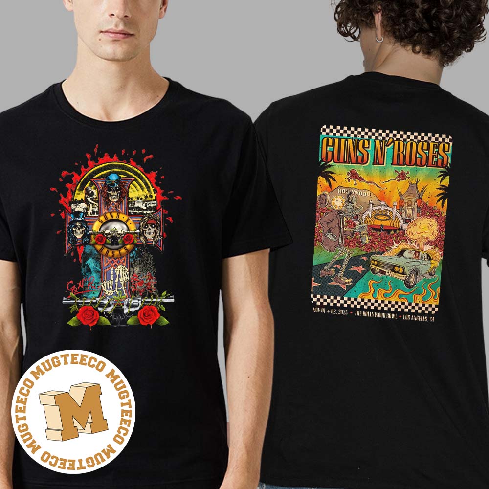Guns N Roses Hollywood Bowl Los Angeles California Two Sides Print Essentials T-Shirt Guns N Roses Hollywood Bowl Los Angeles California Two Sides Print Essentials T-Shirt