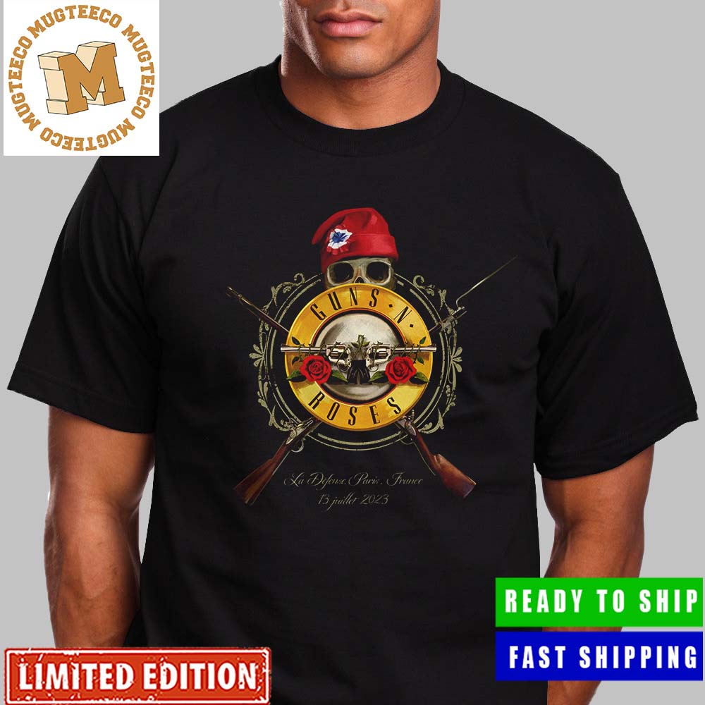 Guns N Roses La Defense Paris France 13 Juillet 2023 Summer Tour Logo Unisex T-Shirt Guns N Roses La Defense Paris France 13 Juillet 2023 Summer Tour Logo Unisex T-Shirt