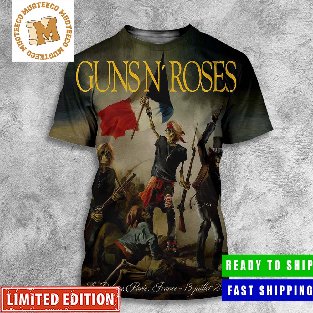 Guns N Roses La Defense Paris France 13 Juillet 2023 Summer Tour Poster All Over Print Shirt Guns N Roses La Defense Paris France 13 Juillet 2023 Summer Tour Poster All Over Print Shirt