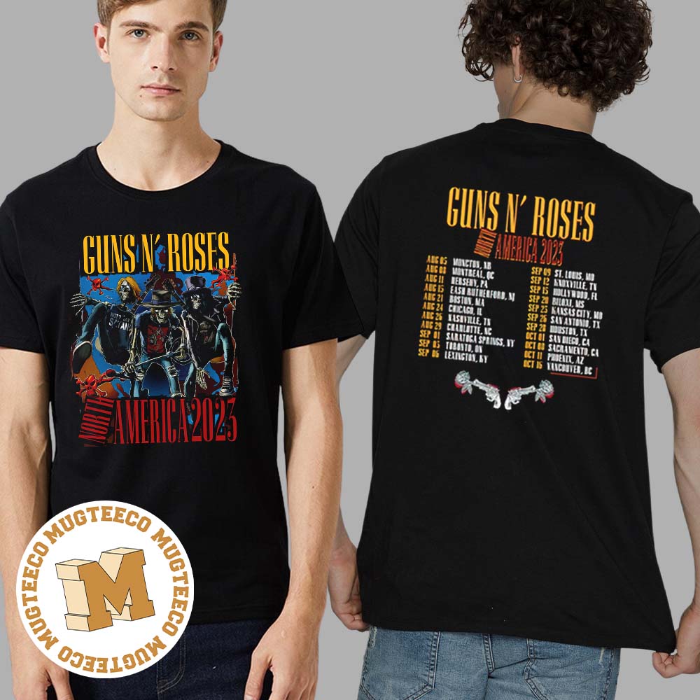 Guns N Roses North America 2023 Tour List Official Unisex T-Shirt Guns N Roses North America 2023 Tour List Official Unisex T-Shirt