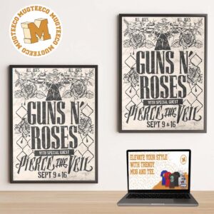 Guns N Roses Pierce The Veil Texas 2026 Event Poster At Arlington On September 9 And 16 2026 Home Decor Poster Canvas