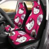 Hello Kitty Face In Pink Background With Black Dot Car Seat Covers Hello Kitty Face In Pink Background With Black Dot Car Seat Covers