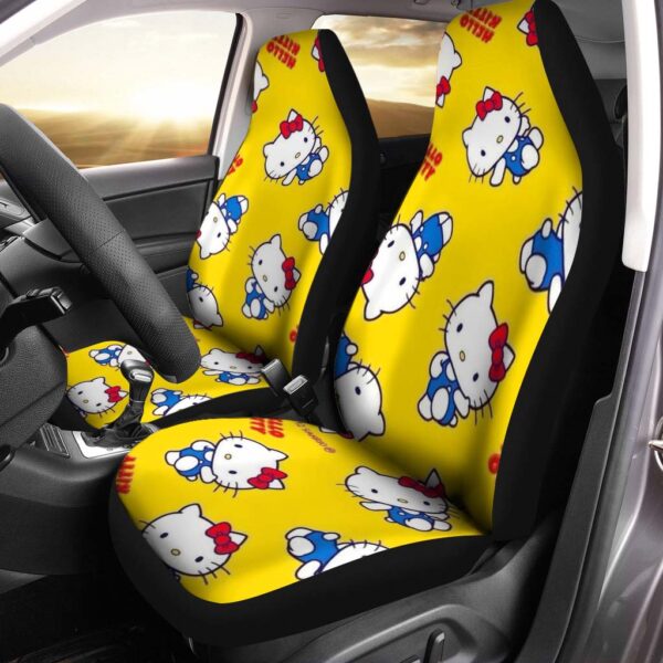 Hello Kitty Posing Pattern In Yellow Background Car Seat Covers Hello Kitty Posing Pattern In Yellow Background Car Seat Covers