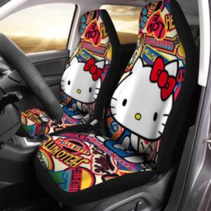 Hello Kitty Retro Stickers Background Car Seat Covers