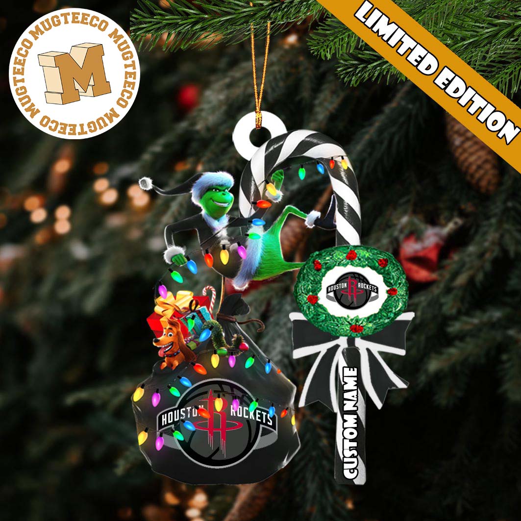 Houston Rockets NBA Grinch Candy Cane Personalized Xmas Gifts Christmas Tree Decorations Ornament Houston Rockets NBA Grinch Candy Cane Personalized Xmas Gifts Christmas Tree Decorations Ornament