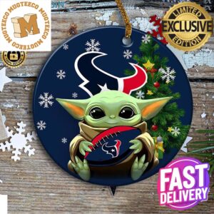 Houston Texans Baby Yoda NFL Personalized Xmas Holiday 2023 Gifts Christmas Decorations Ornament
