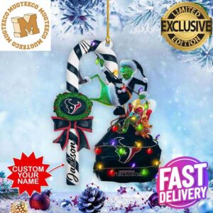 Houston Texans NFL Grinch Candy Cane Personalized Xmas Gifts Christmas Tree Decorations Ornament