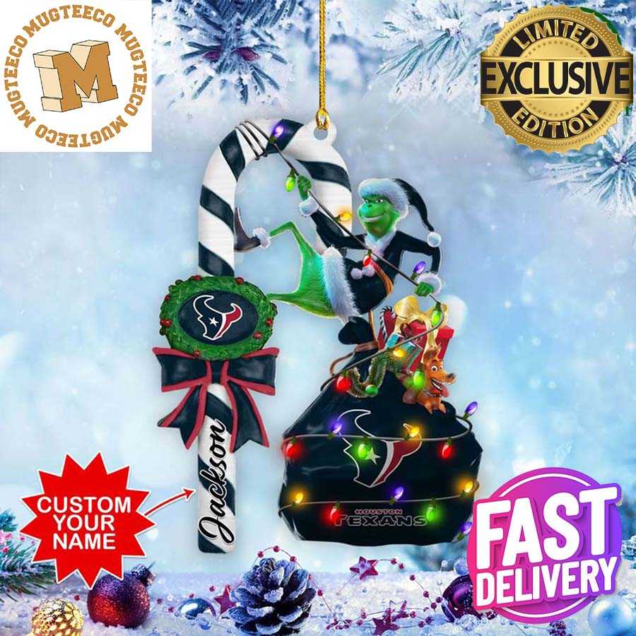 Houston Texans NFL Grinch Candy Cane Personalized Xmas Gifts Christmas Tree Decorations Ornament Houston Texans NFL Grinch Candy Cane Personalized Xmas Gifts Christmas Tree Decorations Ornament