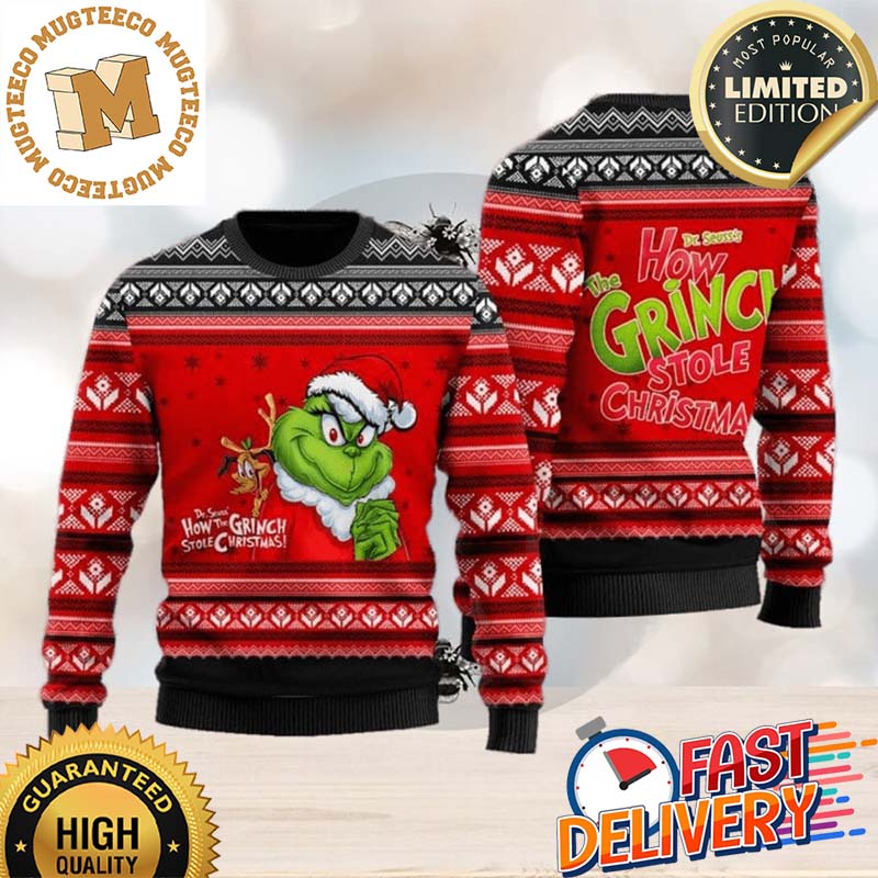 How Grinch Stole Christmas Knitted Red Ugly Christmas Sweater How Grinch Stole Christmas Knitted Red Ugly Christmas Sweater