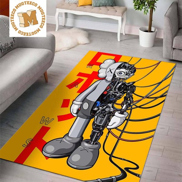 Hypebeast Robot Kaws Companion Flayed In Yellow Background Rug Carpet Hypebeast Robot Kaws Companion Flayed In Yellow Background Rug Carpet