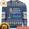 In Case Of Accident My Blood Type Is Modelo Cerveza White Funny Ugly Sweater 2023 In Case Of Accident My Blood Type Is Modelo Cerveza White Funny Ugly Sweater 2023