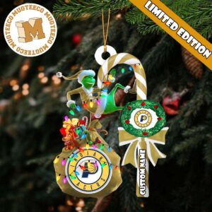Indiana Pacers NBA Grinch Candy Cane Personalized Xmas Gifts Christmas Tree Decorations Ornament