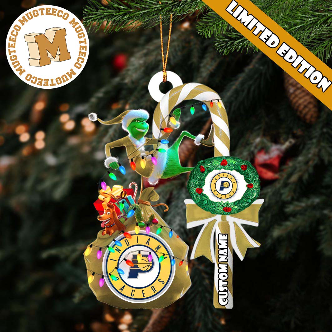Indiana Pacers NBA Grinch Candy Cane Personalized Xmas Gifts Christmas Tree Decorations Ornament Indiana Pacers NBA Grinch Candy Cane Personalized Xmas Gifts Christmas Tree Decorations Ornament
