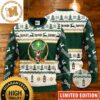 Jagermeister Big Deer And The Cross Big Logo With Snowflakes And Pine Tree In Red And Green Christmas Colorway Holiday Ugly Sweater