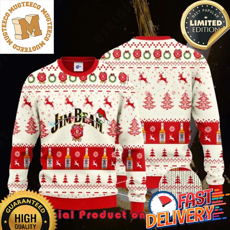 Jim Beam Santa Hat Reindeer Ugly Christmas Sweater For Holiday 2023 Xmas Gifts Jim Beam Santa Hat Reindeer Ugly Christmas Sweater For Holiday 2023 Xmas Gifts