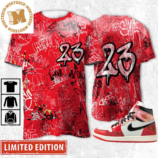 Jordan 1 Spiderman Across the Spider Verse Matching All Over Print Shirt Jordan 1 Spiderman Across the Spider Verse Matching All Over Print Shirt