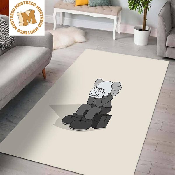KAWS Passing Through Accomplice Grey In Yellowish Rug Carpet Home Decor KAWS Passing Through Accomplice Grey In Yellowish Rug Carpet Home Decor