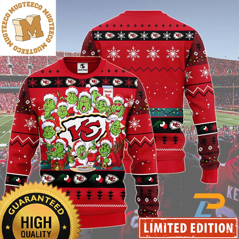 Kansas City Chiefs 12 Grinch Xmas Day NFL Personalized 2023 Christmas Ugly Sweater Kansas City Chiefs 12 Grinch Xmas Day NFL Personalized 2023 Christmas Ugly Sweater