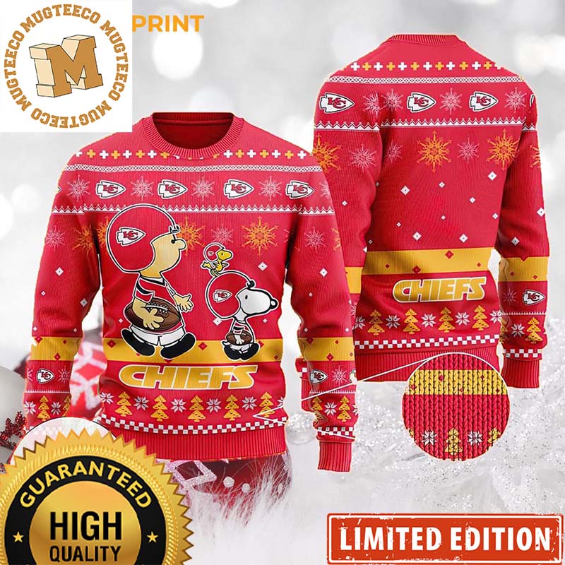 Kansas City Chiefs Charlie Brown Peanuts Snoopy Walking 2023 Holiday Ugly Christmas Sweater Kansas City Chiefs Charlie Brown Peanuts Snoopy Walking 2023 Holiday Ugly Christmas Sweater