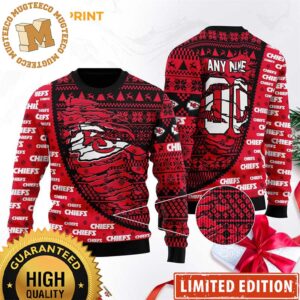 Kansas City Chiefs Football Gift For Fan Red Personalized Custom Name Ugly Wool Sweater Christmas