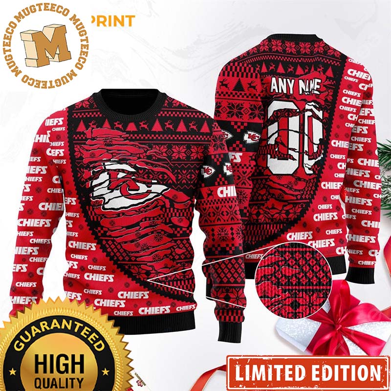 Kansas City Chiefs Football Gift For Fan Red Personalized Custom Name Ugly Wool Sweater Christmas Kansas City Chiefs Football Gift For Fan Red Personalized Custom Name Ugly Wool Sweater Christmas