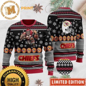 Kansas City Chiefs Mascot Player Black Christmas Sweater