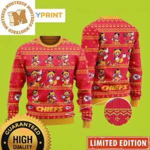 Kansas City Chiefs Mickey Mouse Player NFL Custom Name 2023 Holiday Ugly Christmas Sweater