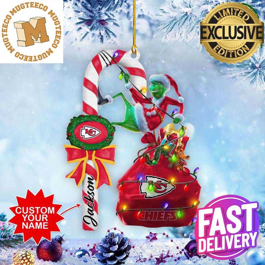 Kansas City Chiefs NFL Grinch Candy Cane Personalized Xmas Gifts Christmas Tree Decorations Ornament Kansas City Chiefs NFL Grinch Candy Cane Personalized Xmas Gifts Christmas Tree Decorations Ornament