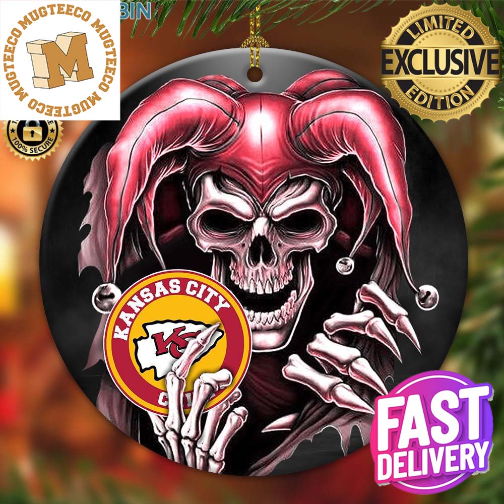 Kansas City Chiefs NFL Skull Joker Personalized Xmas Gifts Christmas Decorations Ornament Kansas City Chiefs NFL Skull Joker Personalized Xmas Gifts Christmas Decorations Ornament
