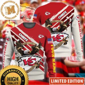 Kansas City Chiefs One Nation Under God Custom Name Red Gift For Fan Ugly Christmas Sweater