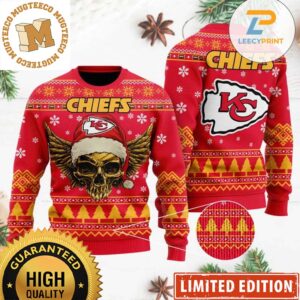 Kansas City Chiefs Wing Skull NFL Custom Name Ugly Christmas Sweater