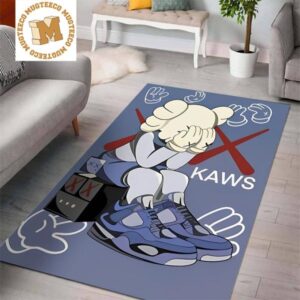 Kaws Accomplice Nike Air Jordan 4 Hypebeast Pale Blue Living Room Carpet Floor Decor