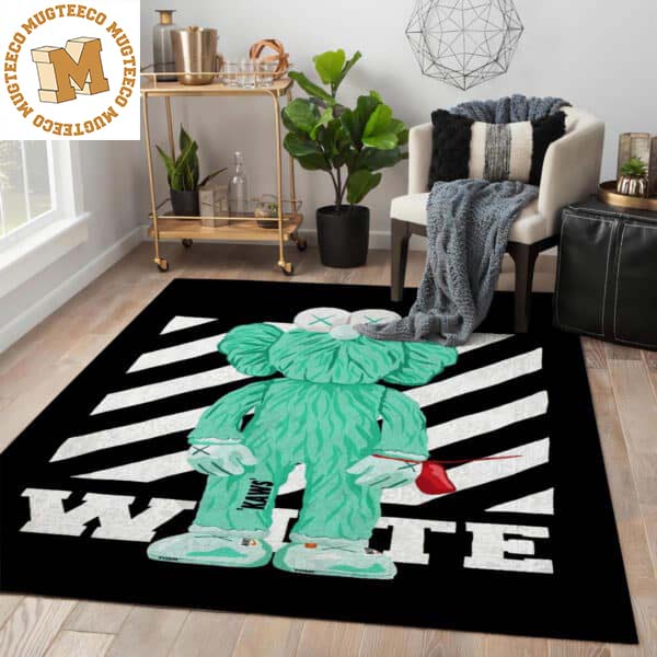 Kaws BFF Mint Hypebeast Sneaker Off White Nike In Black Background Rug For Bedroom Kaws BFF Mint Hypebeast Sneaker Off White Nike In Black Background Rug For Bedroom