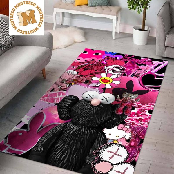 Kaws Black On Black With Every Pink Signature Logo For Hypebeast Living Room Carpet Floor Decor Kaws Black On Black With Every Pink Signature Logo For Hypebeast Living Room Carpet Floor Decor