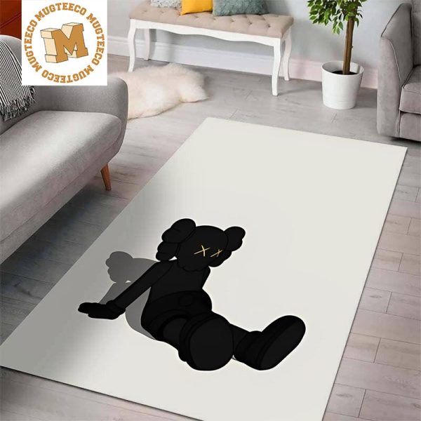 Kaws Holiday Black In White Background Rug Home Decor Kaws Holiday Black In White Background Rug Home Decor