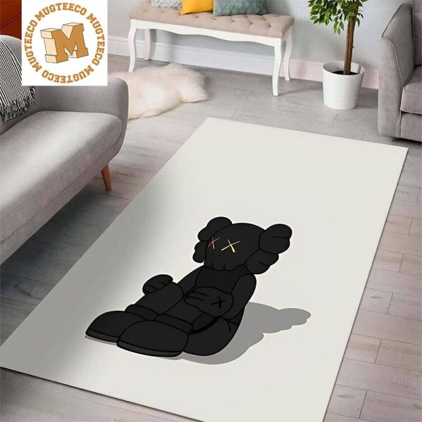 Kaws Holiday Illustration Black In White Background Rug Carpet Home Decor Kaws Holiday Illustration Black In White Background Rug Carpet Home Decor