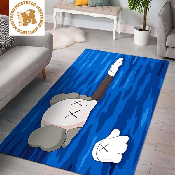 Kaws What Party Tide Exhibit In Blue Background Rug Home Decor Kaws What Party Tide Exhibit In Blue Background Rug Home Decor