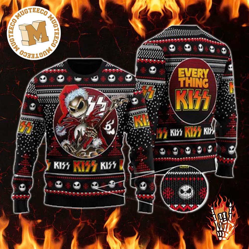 Kiss Everything Kiss Jack Skellington Ugly Christmas Sweater Kiss Everything Kiss Jack Skellington Ugly Christmas Sweater