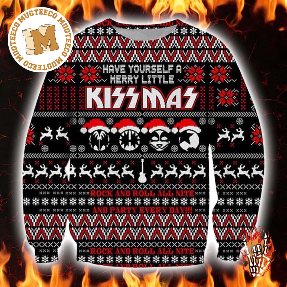Kiss Have Yourself A Merry Little Kissmas 3D Christmas Ugly Sweater Kiss Have Yourself A Merry Little Kissmas 3D Christmas Ugly Sweater
