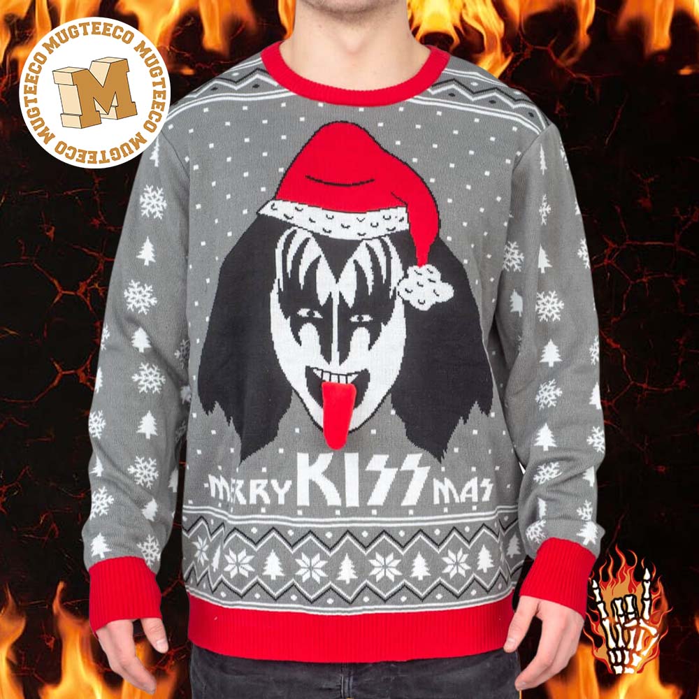 Kiss Merry Kissmas Santa Hat Ugly Christmas Sweater Kiss Merry Kissmas Santa Hat Ugly Christmas Sweater