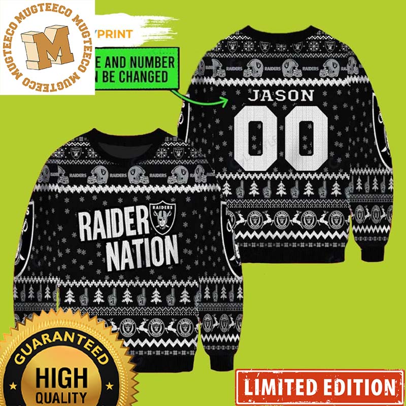 Las Vegas Raiders Custom Name Raider Nation Gift For Fan Ugly Sweater Christmas Las Vegas Raiders Custom Name Raider Nation Gift For Fan Ugly Sweater Christmas