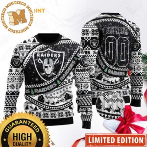 Las Vegas Raiders Football Gift For Fan Custom Name Ugly Christmas Sweater