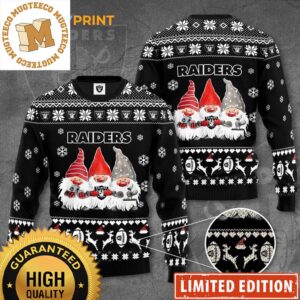 Las Vegas Raiders Gnome De Noel Black Christmas Sweater