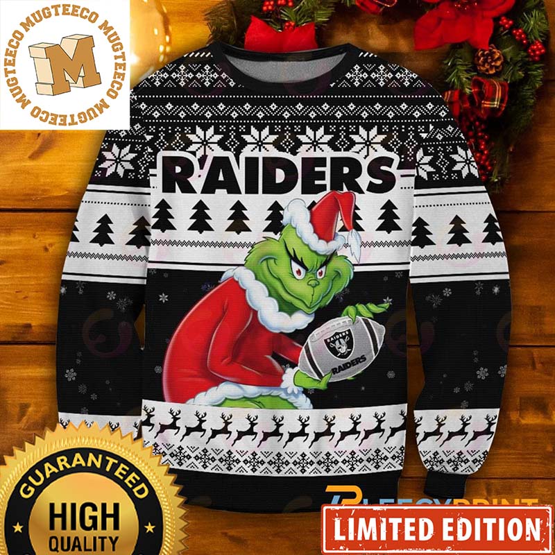 Las Vegas Raiders Grinch Stole Football NFL Funny Ugly Christmas Sweater Las Vegas Raiders Grinch Stole Football NFL Funny Ugly Christmas Sweater